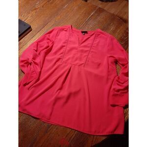 Size 14/16 Lane Bryant Red Long Sleeve VNeck Blouse Shirt Top